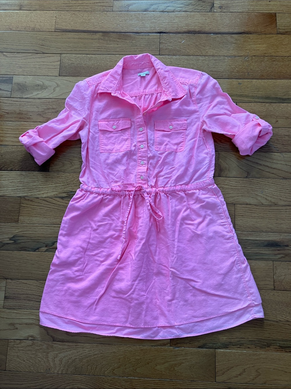 GAP - Women’s Roll Sleeve Mini Dress in Neon Flamingo Pink - Small - Picture 1 of 11
